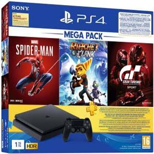 Sony PS4 Slim 1000 GB with Spider Man, Ratchet & Clank, Gran Turismo bd